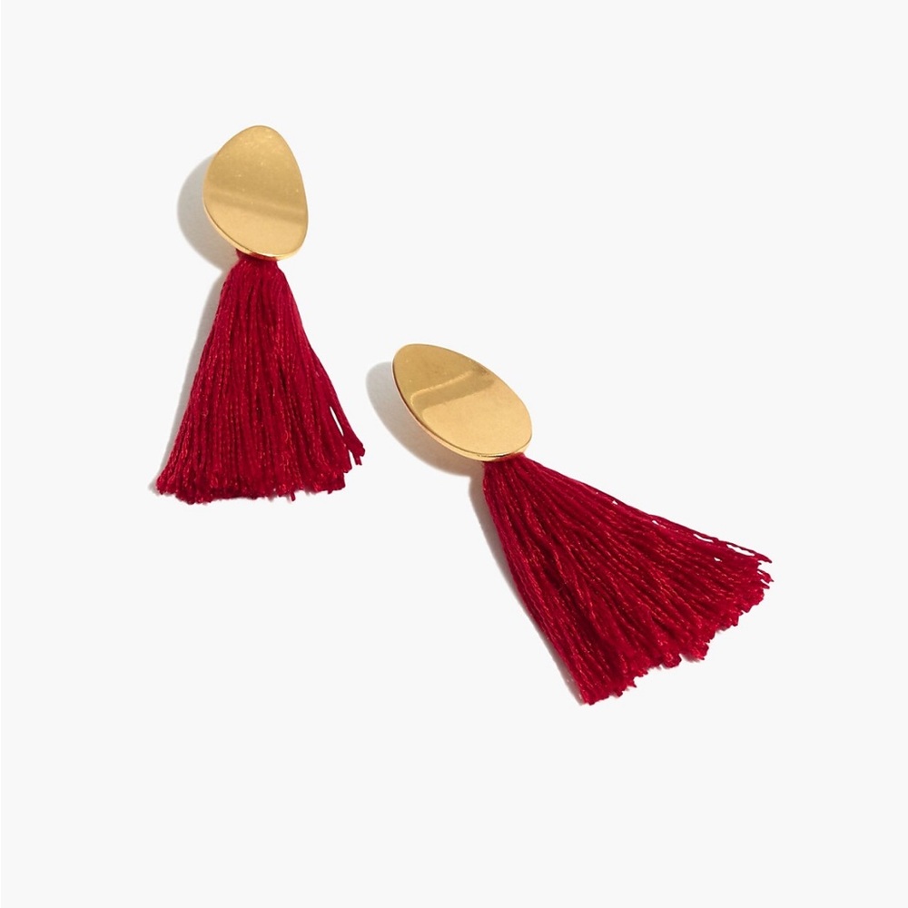 Madewell Tassle Statement Earrings in Mustard
